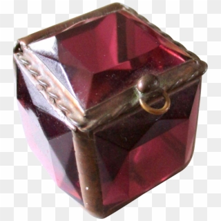 Signed Pink Faceted Glass Ring Box - Ruby, HD Png Download