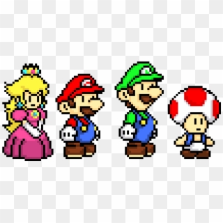 Peach, Mario, Luigi And Toad - Mario And Toad Pixel Art, HD Png Download