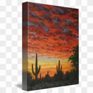 Plein Air Impressionist Painting Saguaro By Sunset - Hedgehog Cactus, HD Png Download