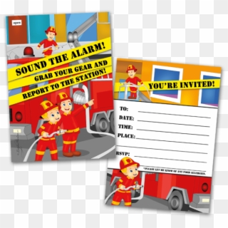 20 Kids Party Invitation Cards Fireman Themed And 20 - Fire Apparatus, HD Png Download