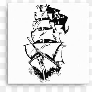 Pirate Ship Canvas - Black And White Pirate Ship, HD Png Download