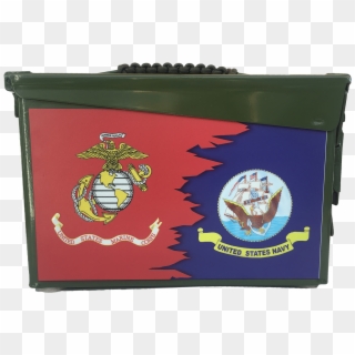 Dual Us Flag And Us Military Service Branch Ammo Can - Emblem, HD Png Download