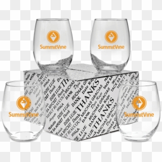 Thank You Set Of Four Stemless White Wine Glasses - Lager, HD Png Download