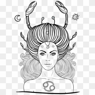 Png Transparent Library Zodiac Cancer Astrological - Cancer Zodiac Sign Drawing, Png Download