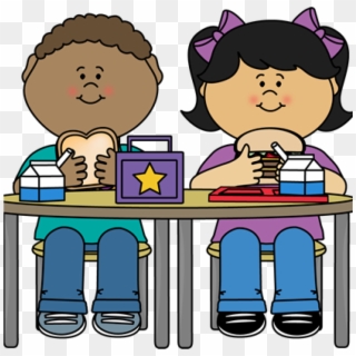 School Lunch Clipart Kids Eating Lunch Kindergarten - Kids Eating Clipart, HD Png Download