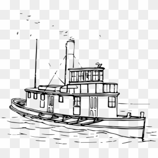 Tugboat Clipart Tug Boat - Barco A Vapor Desenho, HD Png Download