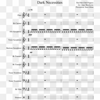 Dark Necessities Sheet Music Composed By Red Hot Chili - That's What I Like Flute Sheet Music, HD Png Download