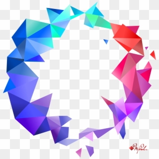 A Stained-glass Broken Circle Made Up Of Gradient Triangles - Circle Made Of Triangles, HD Png Download