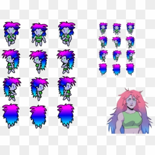 Walking Sprites Of A Lilac-skinned Person With Magenta/blue/light - Illustration, HD Png Download
