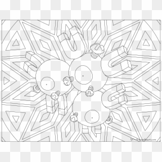 #082 Magneton Pokemon Coloring Page - Line Art, HD Png Download