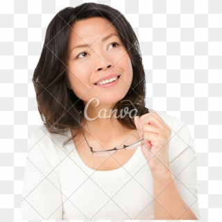Thinking Asian Woman Photos - Girl, HD Png Download