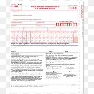 Picture Of 1096 Summary And Transmittal - 1096 Form, HD Png Download