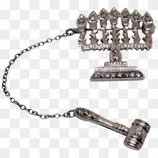 Vintage Sterling Silver Charm Torah Scroll Pendant - Chain, HD Png Download