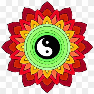 Yin Yang Flower Mandala In Lime And Red - Stock Icons, HD Png Download
