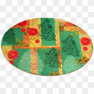 Lord Krishna And Radha Wooden Oval Platter - Circle, HD Png Download