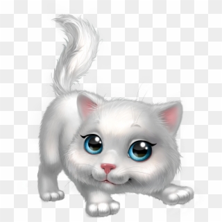 Cute White Kitten Png Clipart Image - White Kitten Clipart, Transparent Png