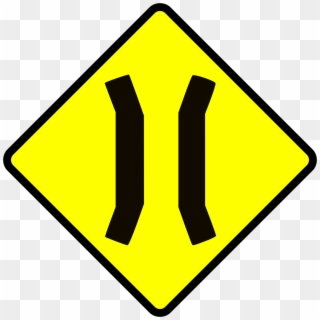 Caution Road Narrows - Road Code Signs Nz, HD Png Download