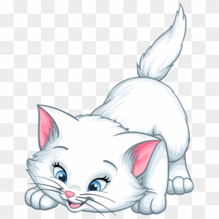 White Kitten Cartoon Png Clip Art Image - Cute White Kitten Cartoon, Transparent Png