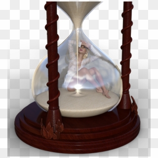 Girl, Hourglass, Timepiece, Flow Of Time, Time Travel - Young Girl Hourglass Artwork, HD Png Download
