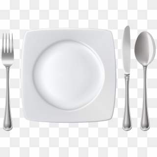 Plate Spoon Knife And Fork Png Clipart - Plate And Fork Top View Png, Transparent Png