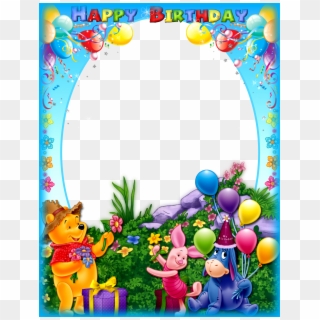 Happy Birthday Frame With Winnie The Pooh - Happy Birthday Photo Frame Download, HD Png Download