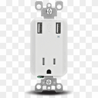 The Leviton 15 Amp Wall Outlet With Dual Usb Connections - Leviton, HD Png Download