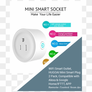 Wifi Smart Outlet, Hugoai Mini Smart Plug 2 Pack, Compatible - Brochure, HD Png Download