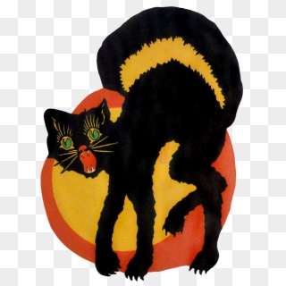 To Download Click On The Picture To Get A Full Size - Halloween Black Cat Vintage, HD Png Download
