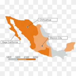 Solar Irradiation Mexico Map - Maps Of Mexico Major Cities, HD Png Download