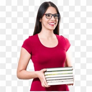 Mulher Segurando Livros - Mulher Com Livros Png, Transparent Png