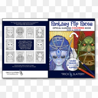 Fantasy Flip Faces Optical Illusions Coloring Book - Cartoon, HD Png Download