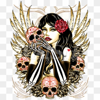 Girl With Skulls & Wings - Calavera, HD Png Download