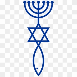 Símbolo Del Judaísmo Mesiánico Fusionados - Menorah Star Of David Fish, HD Png Download