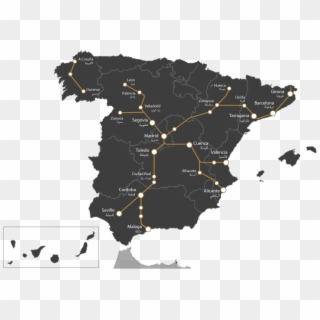 Map Of Spain's Ave Railway Lines - Spain Shape Transparent, HD Png Download