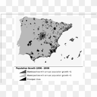 Map Of Spain With Those Municipalities With An Annual - Population Growth In Spain Map, HD Png Download