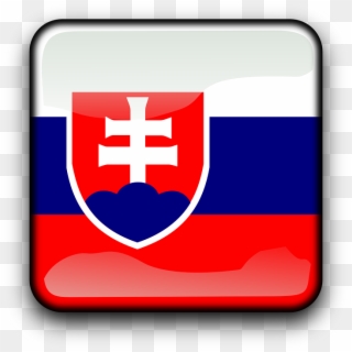 Slovakia Flag Country Nationality Square Button - Slovakia Flag, HD Png Download
