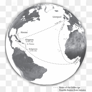 Voyage Of The Golden Age And Trade Routes From Jamaica - Earth, HD Png Download