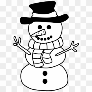 Snowman, Hat, Scarf, Black And White, Png - Snowmen With A Hat, Transparent Png
