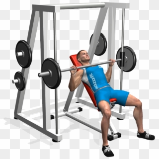 Inclined Bench Press Smith Machine Involved Muscles - Panca Inclinata Al Multipower, HD Png Download