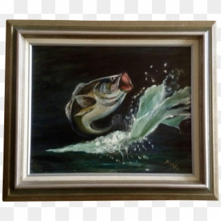 Nagle, Largemouth Bass Fish Jumping Out Of Water Oil - Painting, HD Png Download