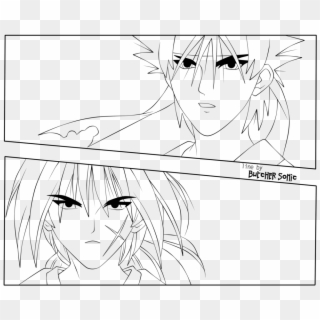 Rurouni Kenshin 155 P16 Zanza And Kenny By Butchersonic - Line Art, HD Png Download