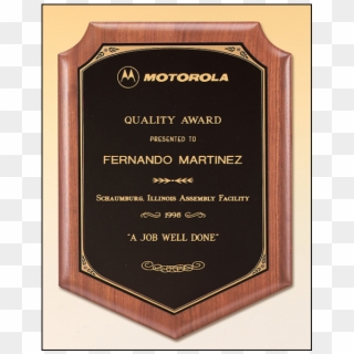 Solid American Walnut Plaque With A Black Brass Plate - Shield Award, HD Png Download