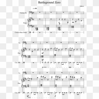 Battleground Zero Sheet Music For Piano, Cello, Percussion - Sonatina Para Piano De Bethoven De 2 Paginas, HD Png Download