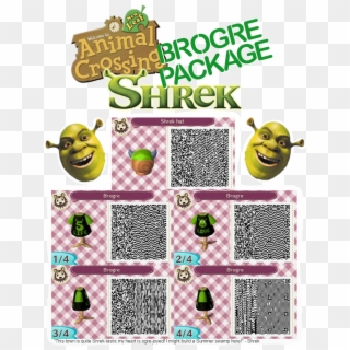 Shrek - Image - Animal Crossing New Leaf Qr Codes T Shirts, HD Png Download