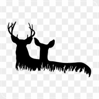 Deer Heads In Grass Decal - Deer Head Silhouette Png, Transparent Png