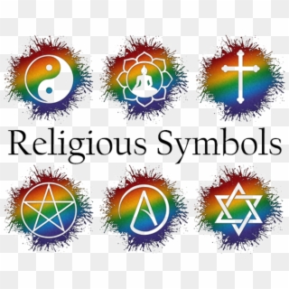 An Assortment Of Various Religious Symbols In Rainbow, HD Png Download