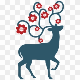 Hand Painted Sika Deer Silhouette Transparent - Cute Holiday, HD Png Download