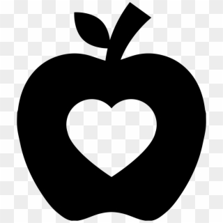Apple Silhouette With Heart Shape Comments - Apple With Heart Icon, HD Png Download