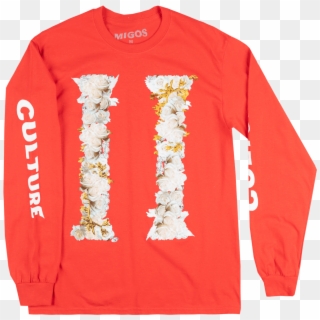 Migos Culture Ii Long Sleeve Shirt Red Offset Quavo - Migos Culture 2 Tattoo, HD Png Download