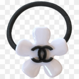 Chanel Camelia White & Black Logo Hair Tie Vip - Artificial Flower, HD Png Download
